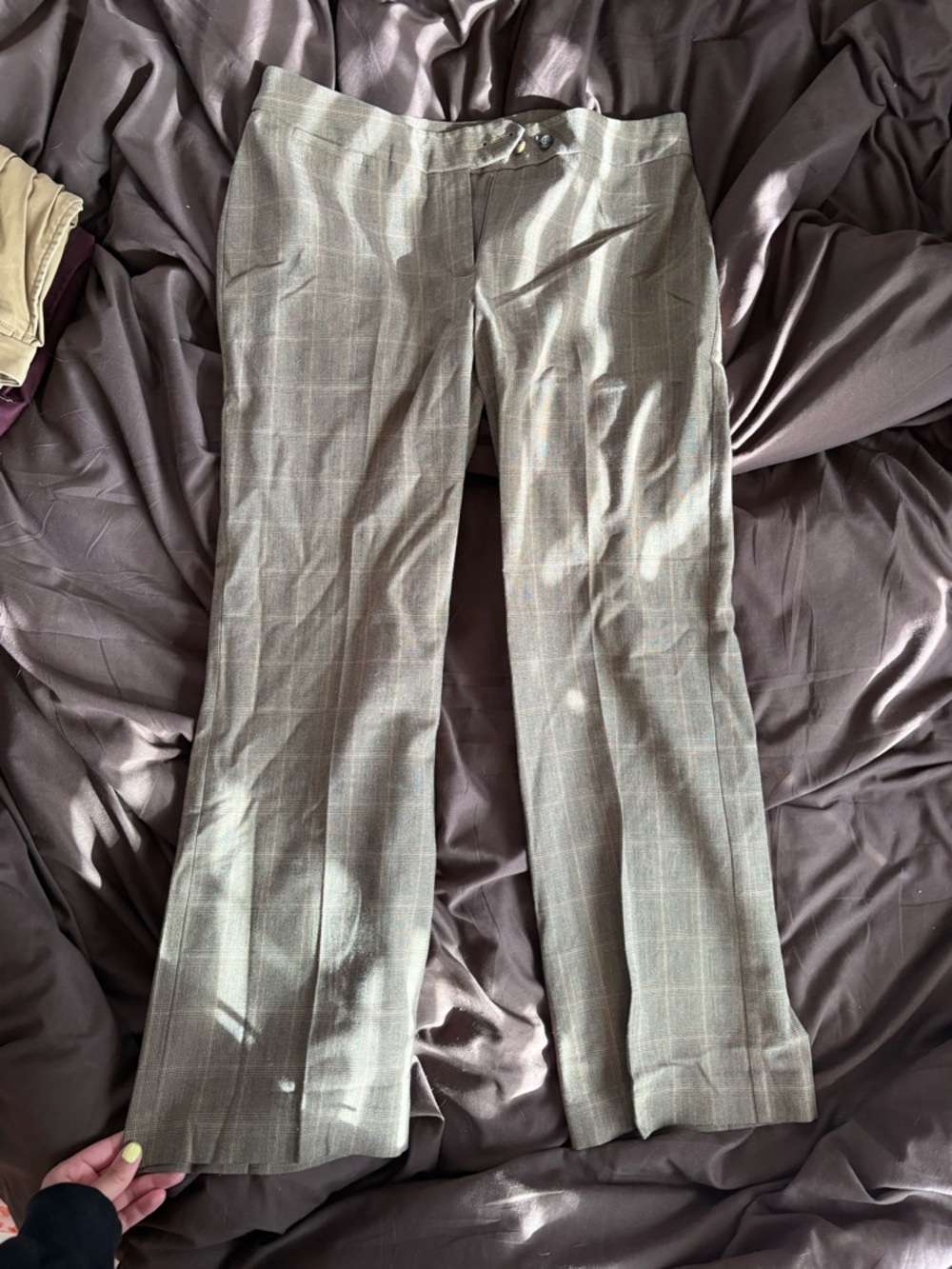 Emma James Taupe Plaid Women's Dress Pants